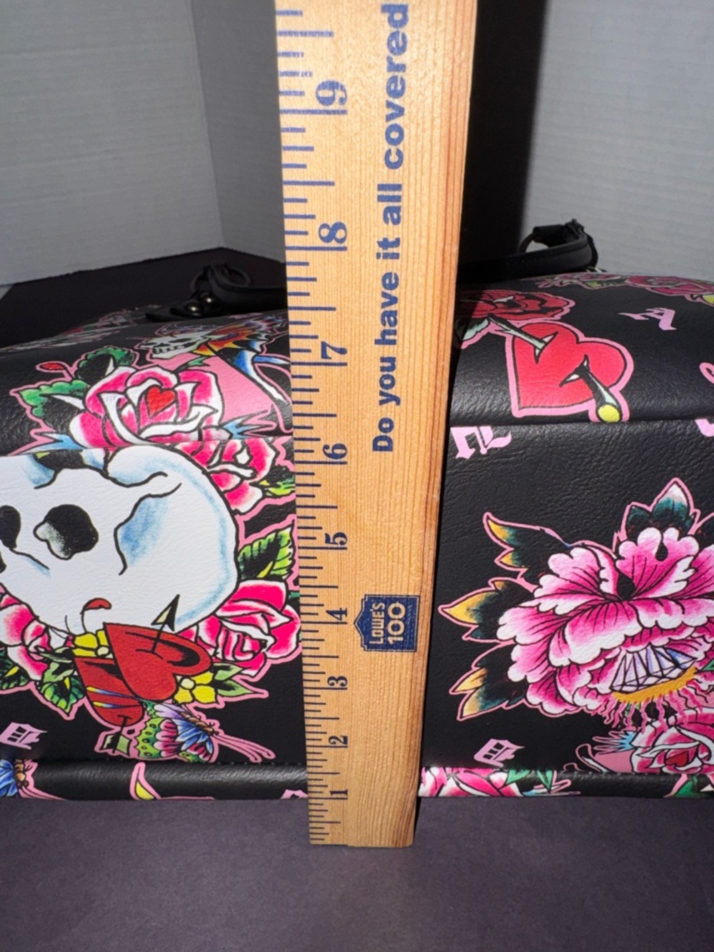 Ed Hardy Black Floral Skull Tote Bag - Pink Accents BNWT - Picture 9 of 11